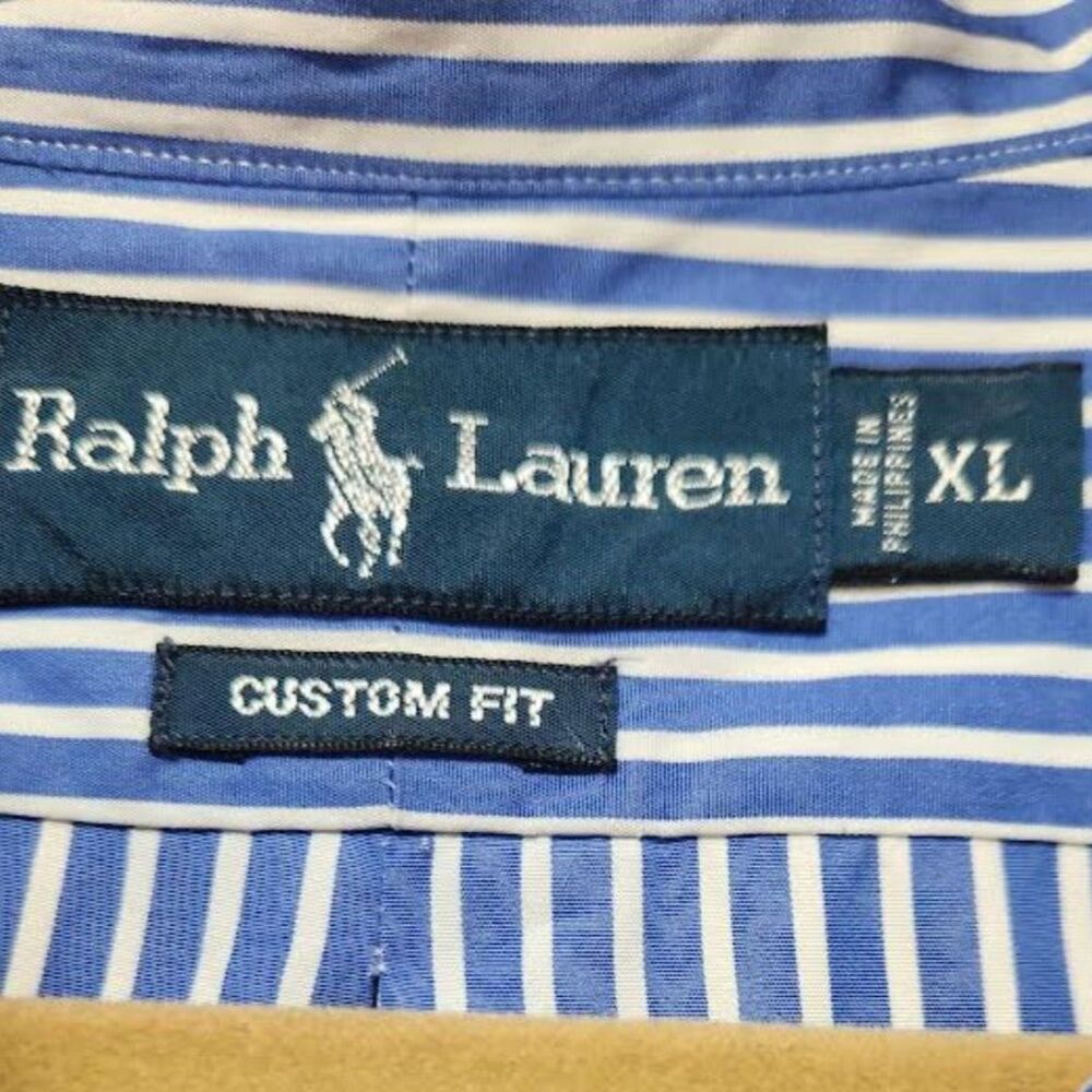 Ralp Lauren Men's Blue & White Stripe Shirt With Pony Logo Size XL Preppy Indie - Picture 2 of 6